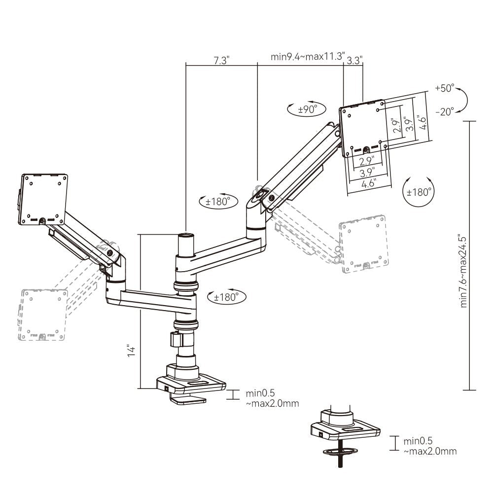 HINOMI MovMax Heavy Duty Monitor Arm