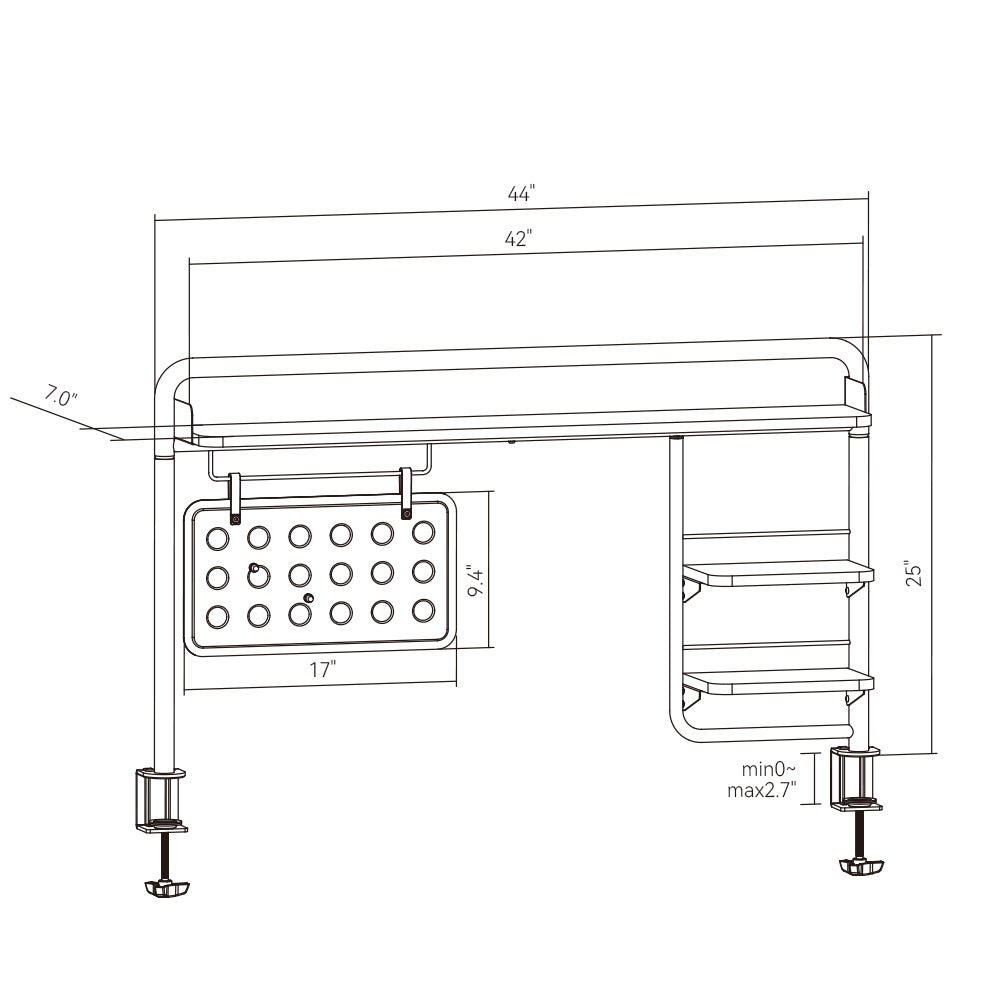 HINOMI Clamp-on Desktop Shelf